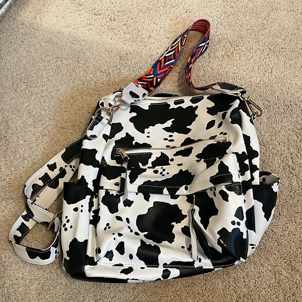 Cow print backpack